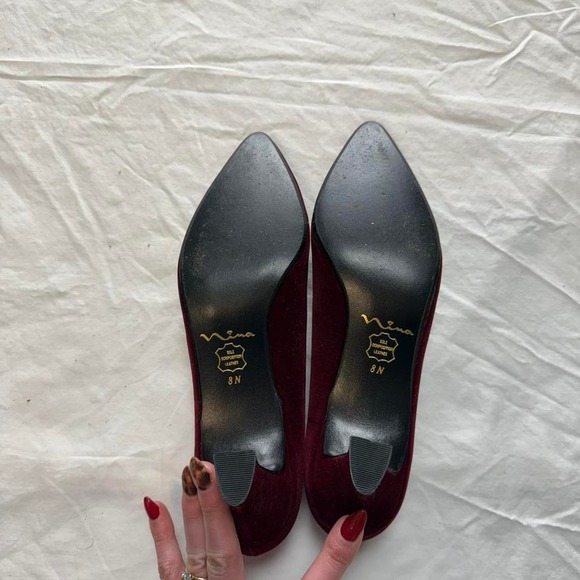 Burgundy Nina "Ricci" Suede Kitten Heels Sz 8 Narrow Whimsigoth - Picture 4 of 6